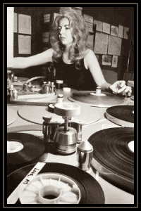 Woman and film reels.